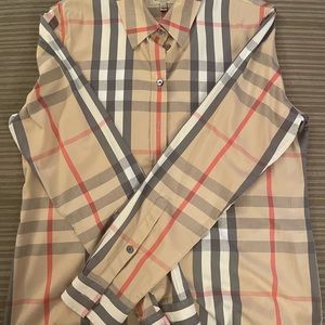Burberry Plaid Ladies Button Up Shirt Size XL